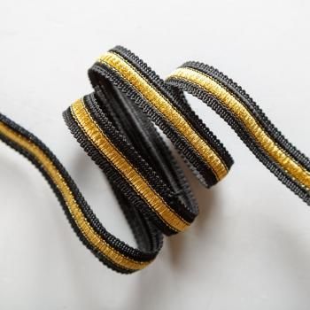 Тесьма декоративная 15 мм 7689-3 черный/золотой