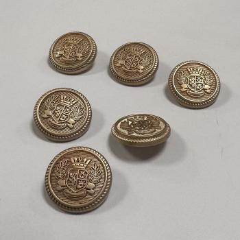 Пуговица на ножке 25 мм металл с гербом под медь 404427 