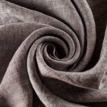 Лен натуральный К36-117 серо-коричневый жаккардовый