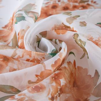 Тюль вуаль без утяжелителя 03-01-13778 белый принтованный