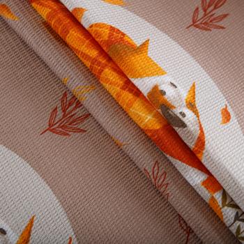 Полотно вафельное 007-15302 бежевый принтованный