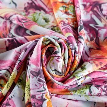 Креп К10-422 белый принтованный