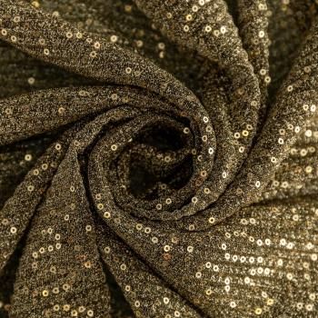 Трикотаж гофре 1120-341-056-0021 золотисто-черный с пайетками