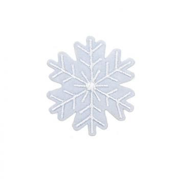 Термоаппликация вышитая TBY 4х4 см Снежинка S70 серо-голубой