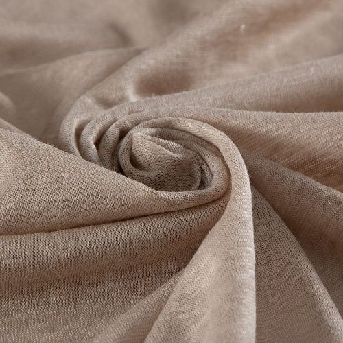 Трикотаж льняной 056-20326 белый песок однотонный