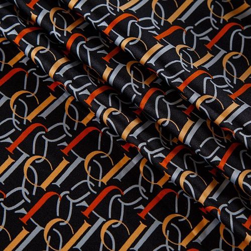 Шелк синтетический 065-13793 черный принтованный