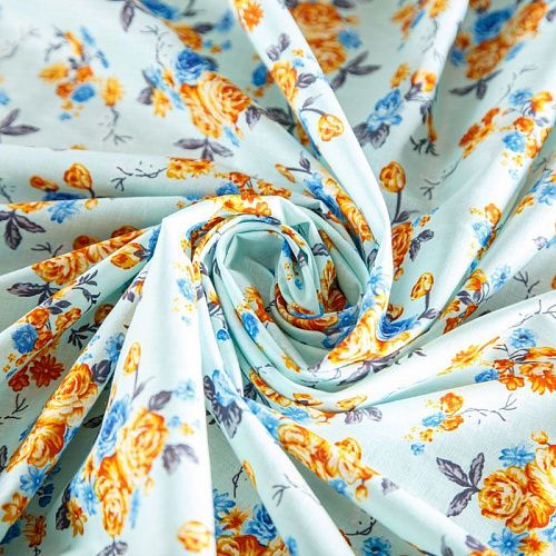 Хлопок 063-02045 светло-голубой принтованный