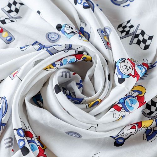 Штапель 069-08251 белый принтованный