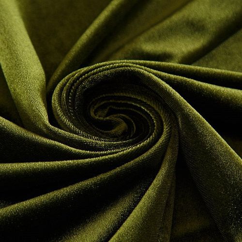 Бархат стрейч 002-18863 оливково-зеленый однотонный