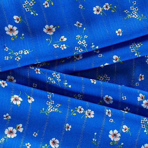 Вискоза с люрексом 009-1002 васильковый принтованный