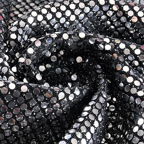 Трикотаж с пайетками 056-11079 черный/серебро
