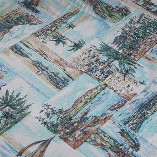 Поплин 063-16462 голубой принтованный