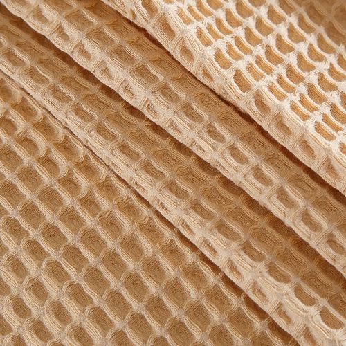 Полотно вафельное Бохо 007-18353 карамельно-кремовый однотонный