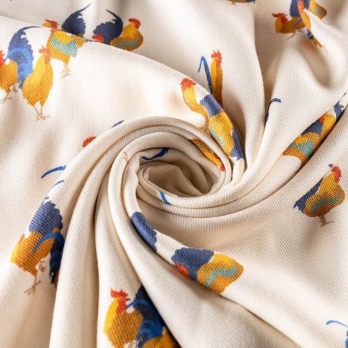 Креп-пике К36-119 молочный принтованный