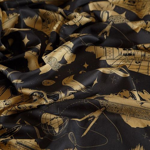 Хлопок 063-16136 черный принтованный