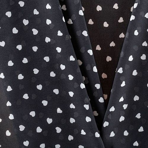 Креп-шифон 027-01429 черный принтованный