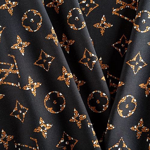 Штапель 069-06805 черный принтованный