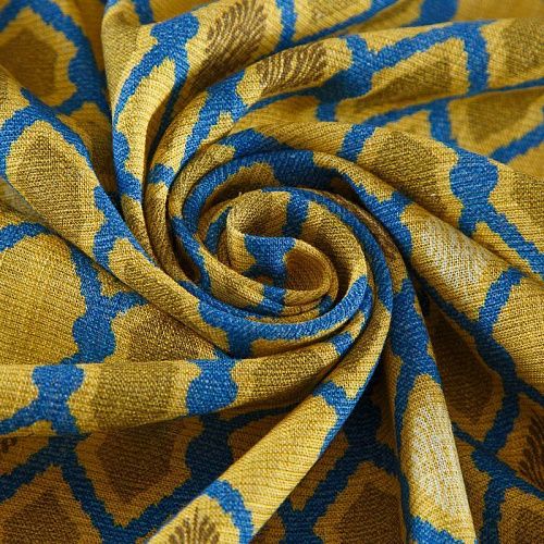 Лен-вискоза 035-17519 горчичный принтованный
