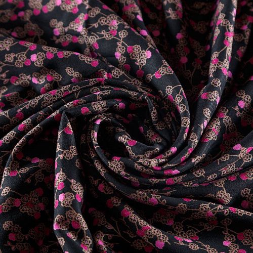 Твил-штапель 069-04626 черный принтованный