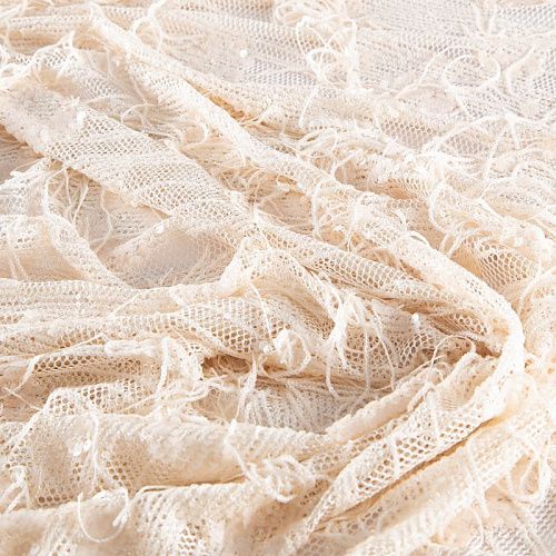 Сетка с вышивкой и пайетками 055-20762 сливочный