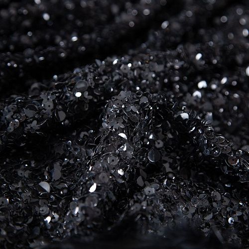 Сетка с пайетками и пером 050-19782 черный