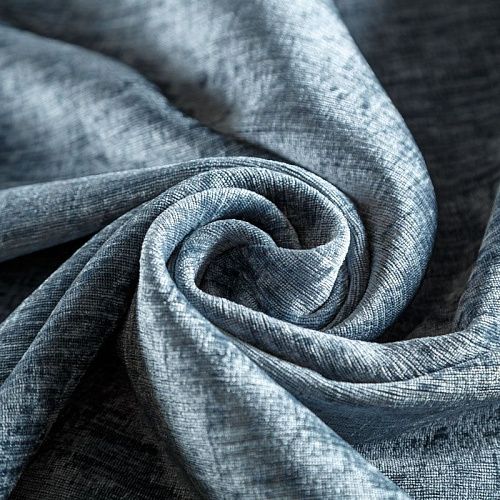 Ткань портьерная бархат h-300 см 09-02-05086 пепельно-голубой однотонный