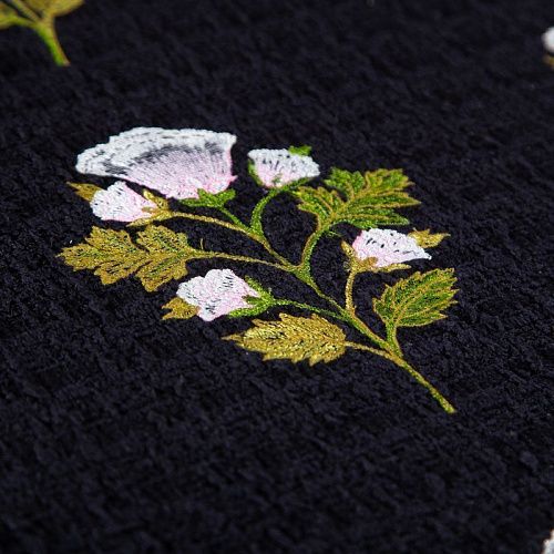 Твид с вышивкой 052-20217 черный