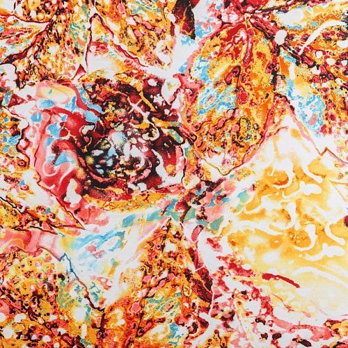 Креп К05-608 молочный принтованный