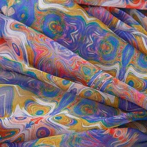 Шифон 068-17389 сине-фиолетовый принтованный