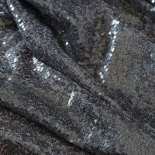 Пайетки на сетке 055-19020 темное серебро