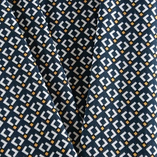 Коттон стрейч 063-12072 темно-синий принтованный