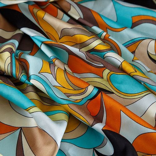 Шелк-штапель 069-18312 голубой мультиколор