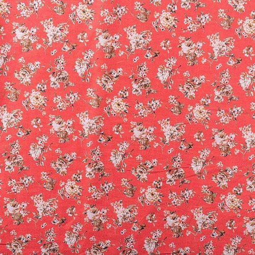Батист 003-00888 коралловый принтованный