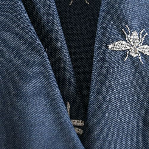 Ткань костюмная с вышивкой 025-12277 синий деним