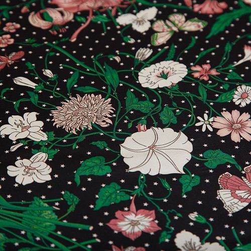 Шелк твил натуральный Gucci 064-19104 черный принтованный