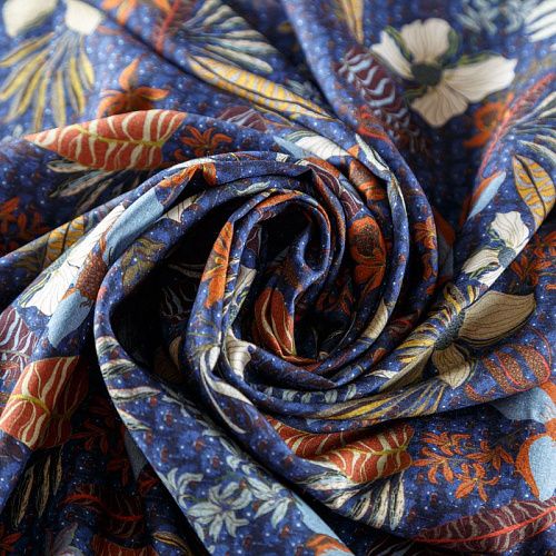 Вискоза 009-08626 темно-синий принтованный