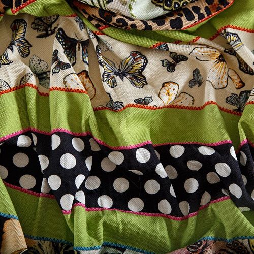 Трикотаж пике 056-14649 зеленое яблоко принтованный