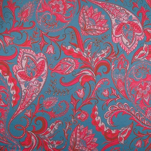 Шифон 068-17388 пыльно-бирюзовый принтованный