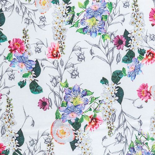 Вискоза "Лоренцо" 036-08216 молочный принтованный