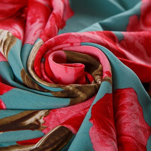 Вискоза "Лоренцо" стрейч 036-13799 темно-бирюзовый принтованный