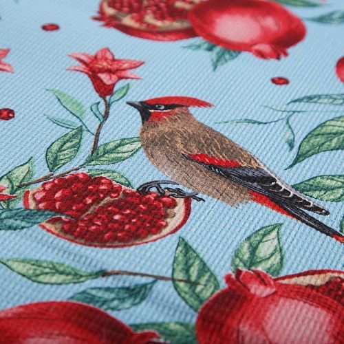 Полотно вафельное 007-15299 голубой принтованный