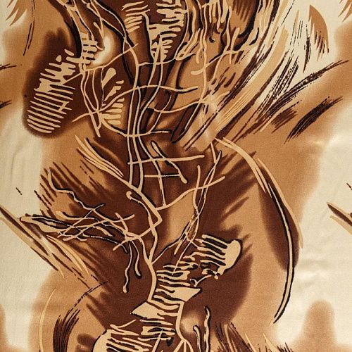 Шелк натуральный К15-424 бежевый принтованный