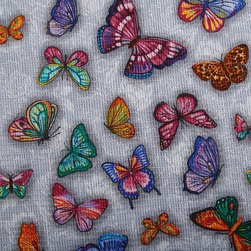 Полотно вафельное 007-15295 серый принтованный