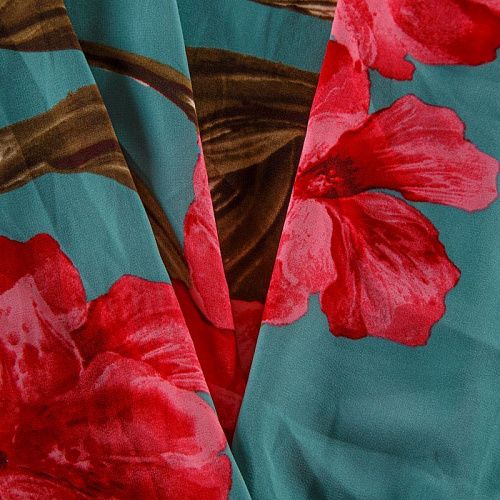 Вискоза "Лоренцо" стрейч 036-13799 темно-бирюзовый принтованный