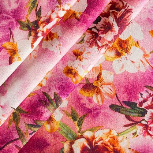 Шерсть плательная 066-02268 розовый принтованный