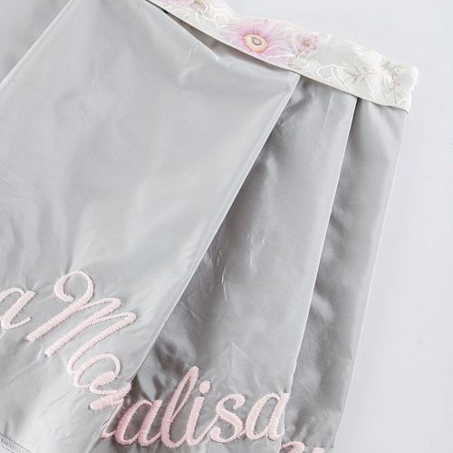 Тафта с вышивкой 051-02934 жемчужно-серый