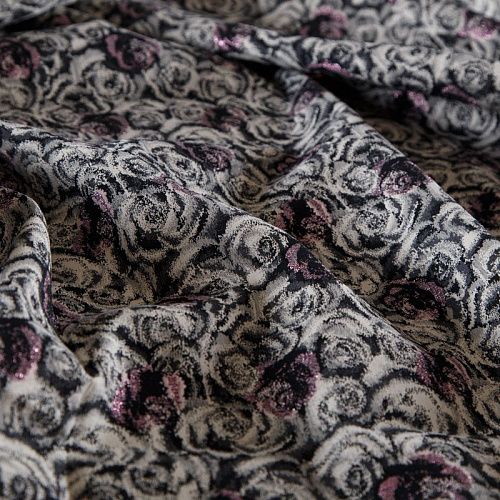 Жаккард с люрексом 017-02973 черно-розовый