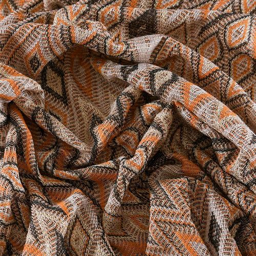 Трикотаж ажурный 056-12034 бежевый мультиколор