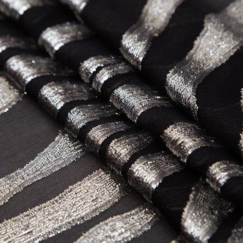 Шифон деворе шелковый 068-19623 черный/серебро