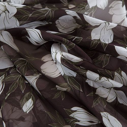 Шифон 068-17381 горький шоколад принтованный